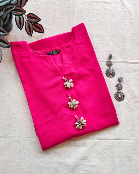 142 Pink Kurta with Shell Tassels