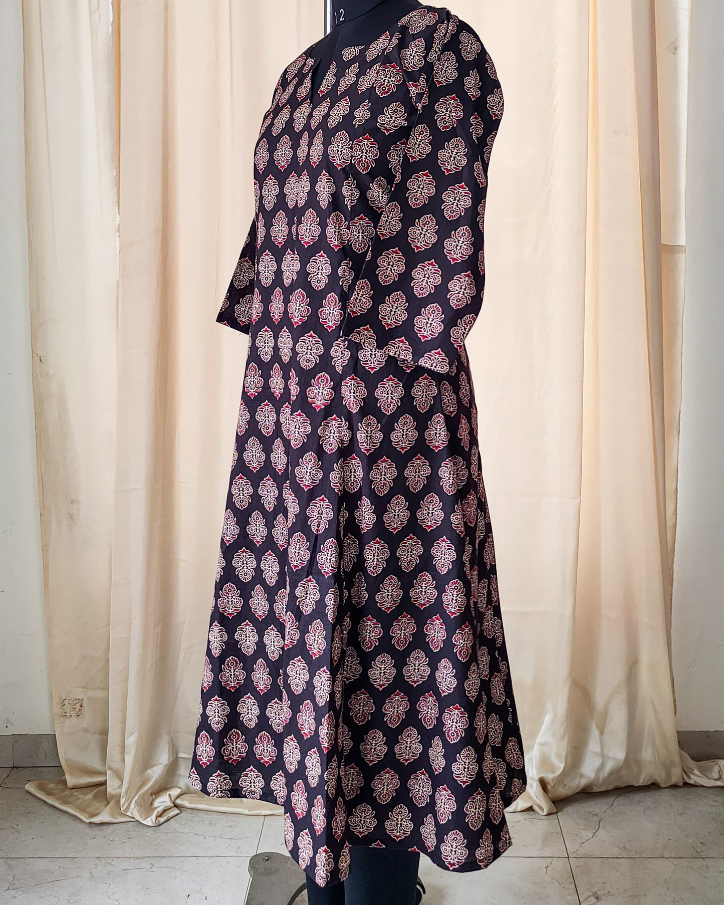 138 Black printed fit and flare kurta