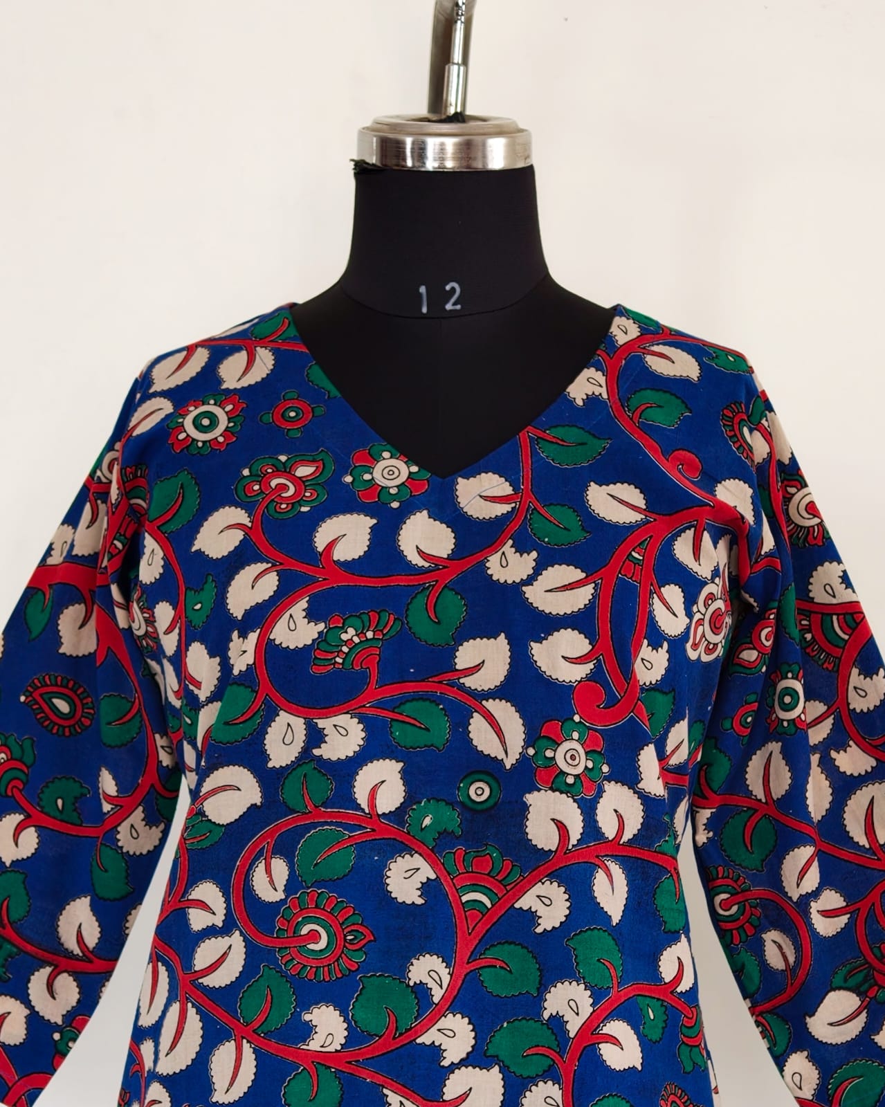 236 Blue kalamkari A-line kurta