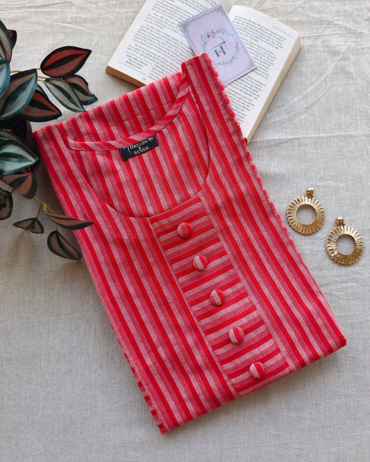 277 Red and pink stripes with buttons