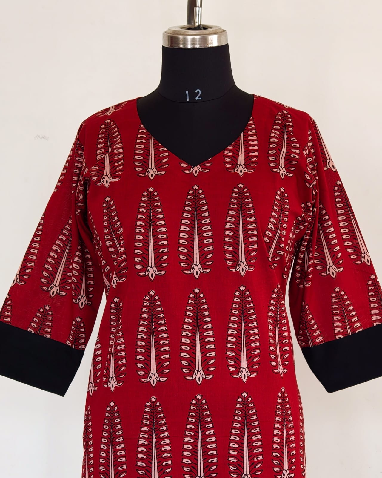 263 Maroon Printed Cotton Blend Kurta