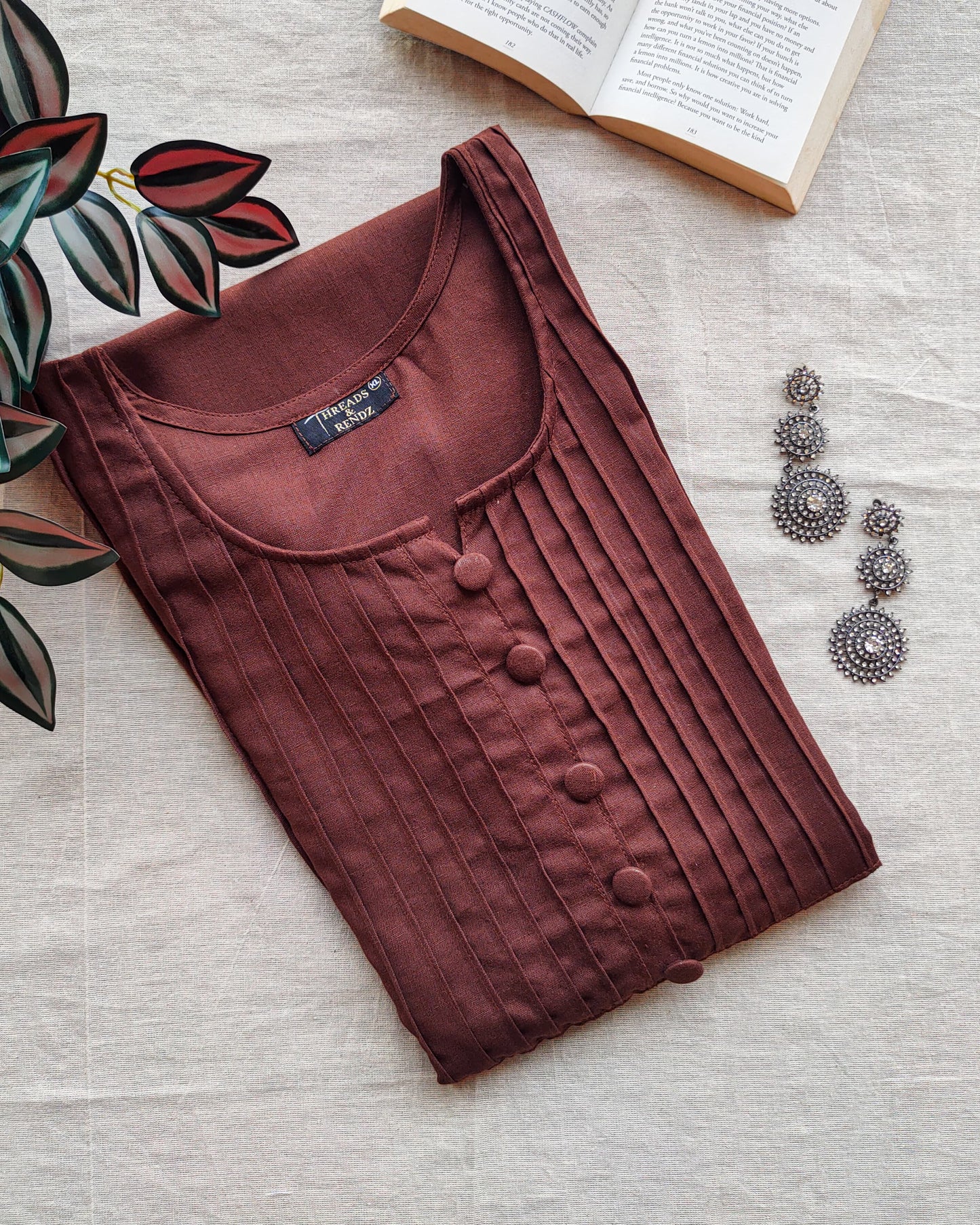 183 Brown kurta with button details