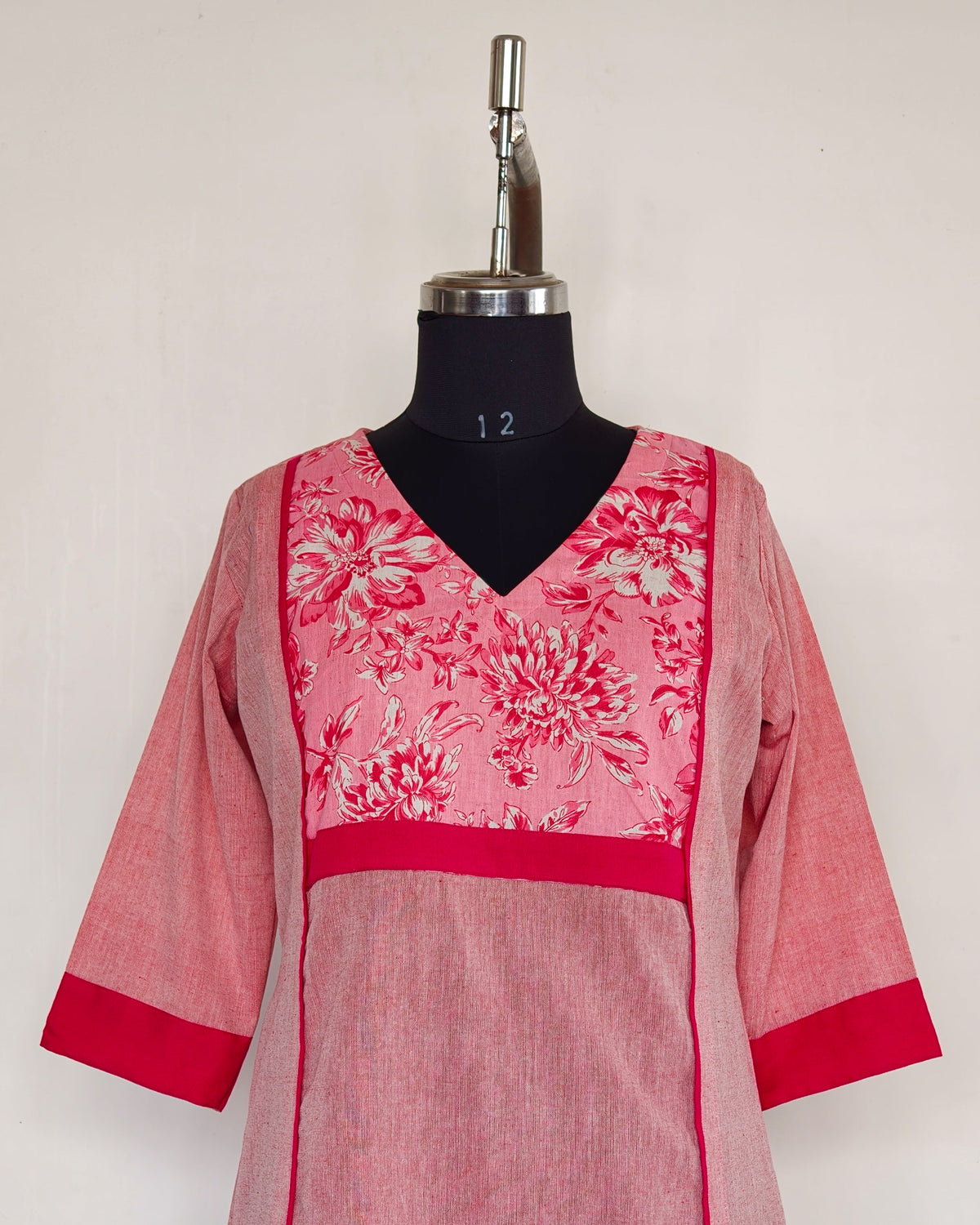 Light Pink With Printed Yoke Patch And Dark Pink Detailing