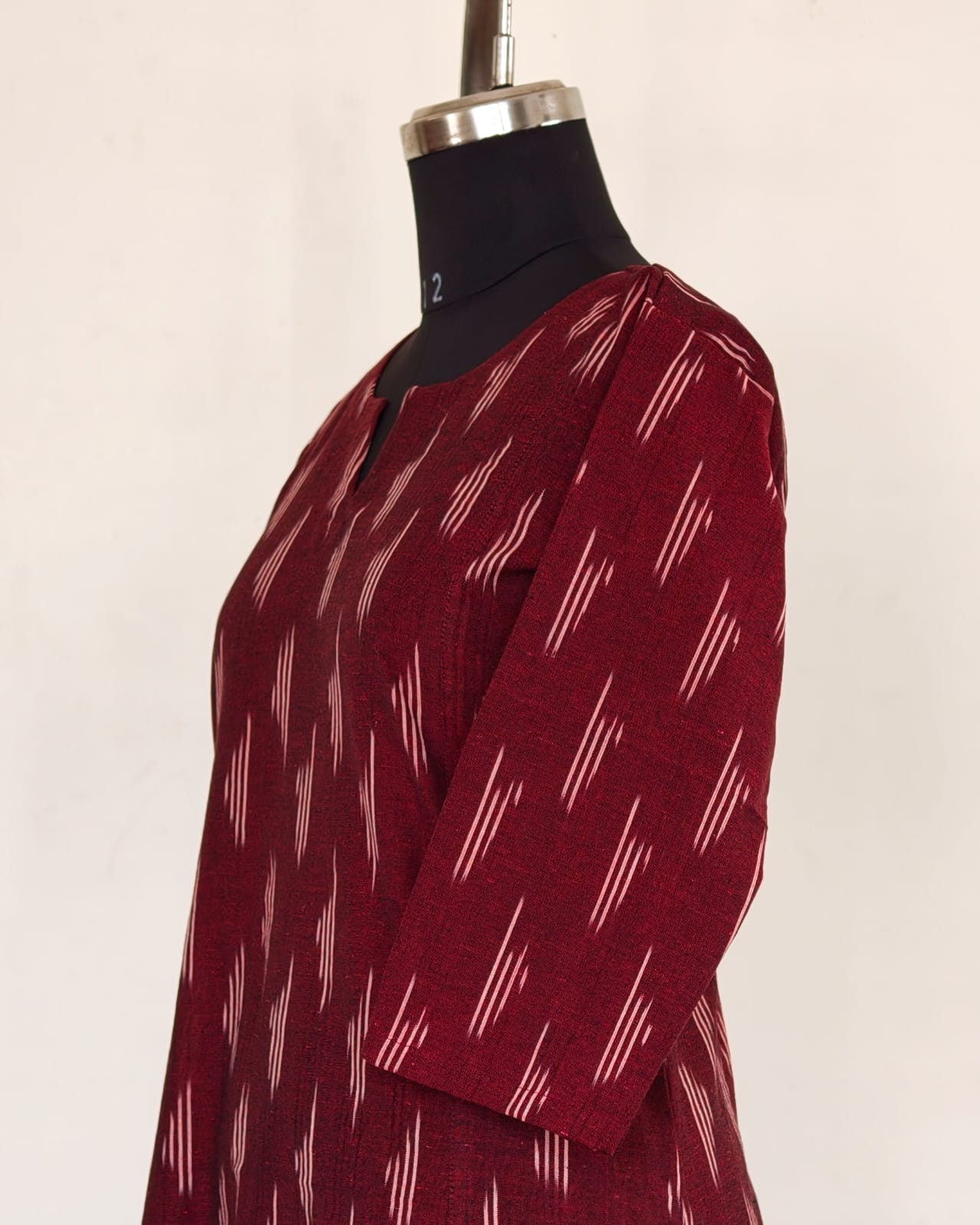245 Maroon ikkat A-line flare kurta