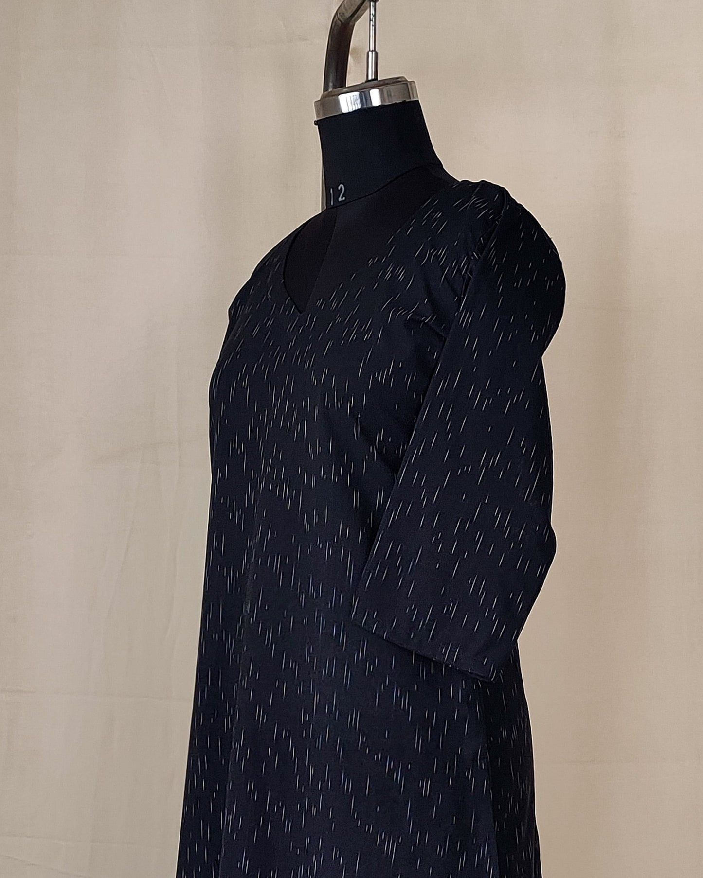 217	Black ikkat handloom A-line kurta
