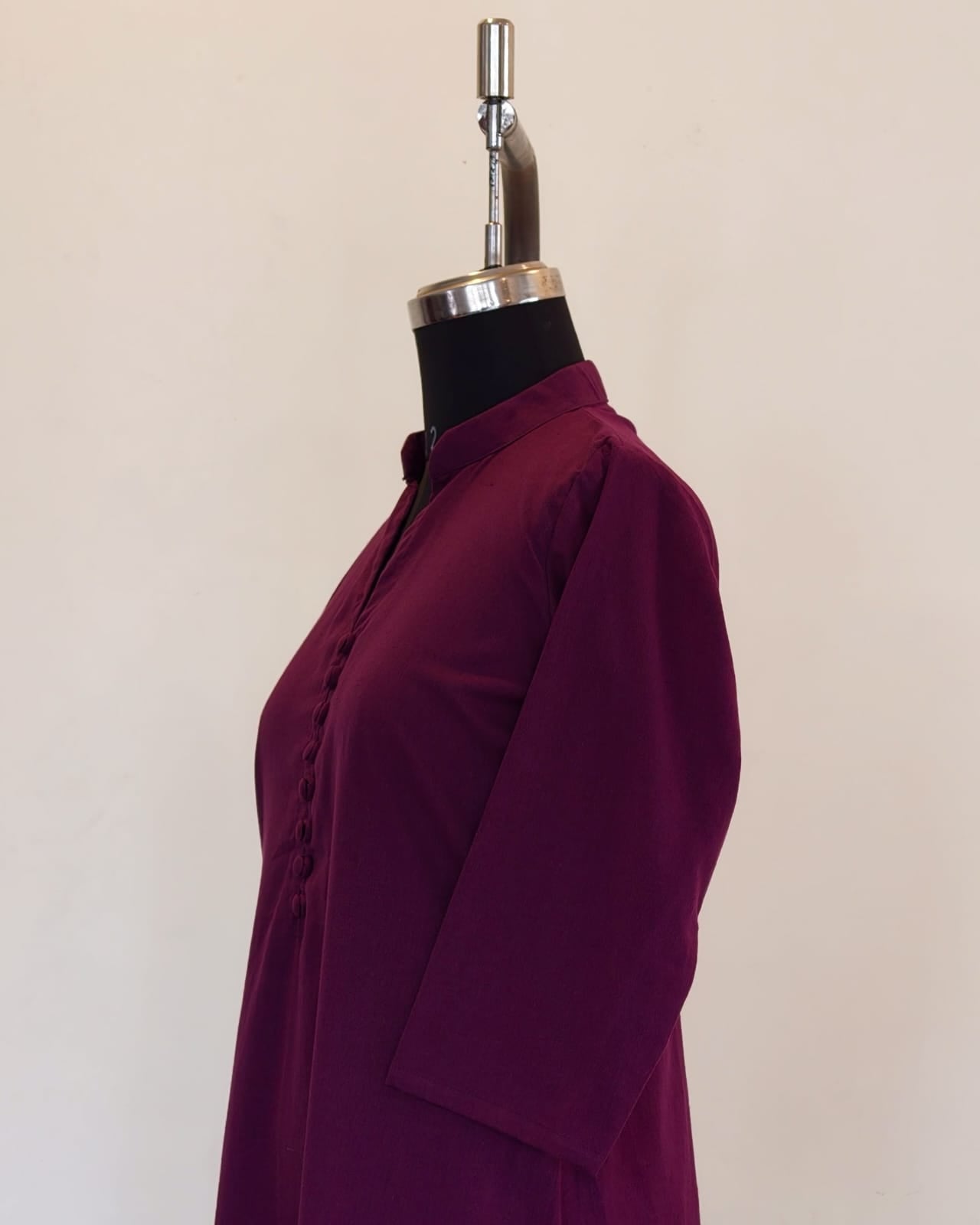 286 Plain purple coord set with button and collar