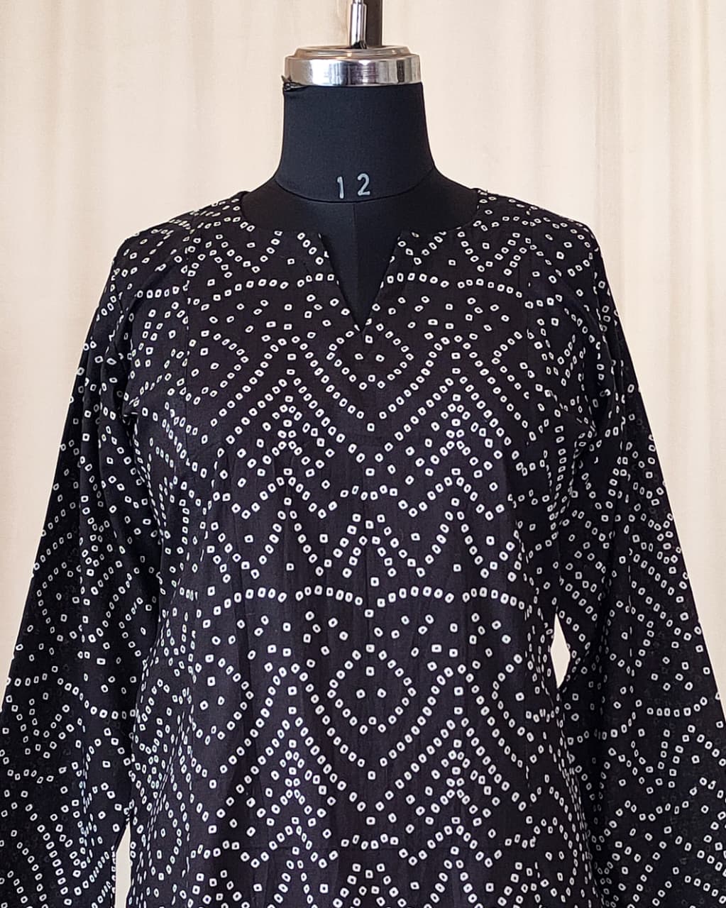192 Black Bandhani Print Flare Kurta