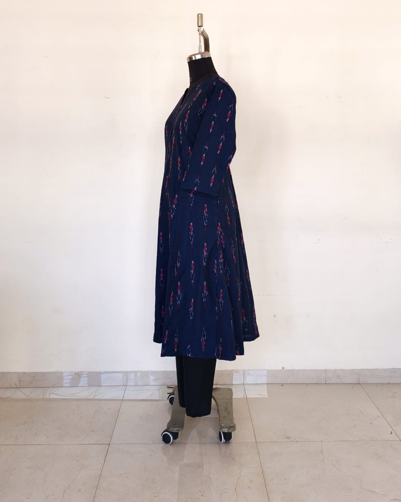 248 Navy blue ikkat flare kurta