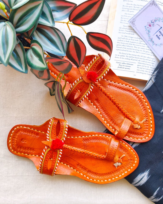 Tan Coloured Handmade Kolhapuri Chappals