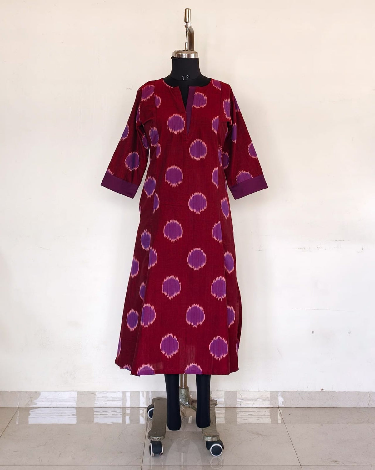Maroon and purple premium Aline ikkat kurta