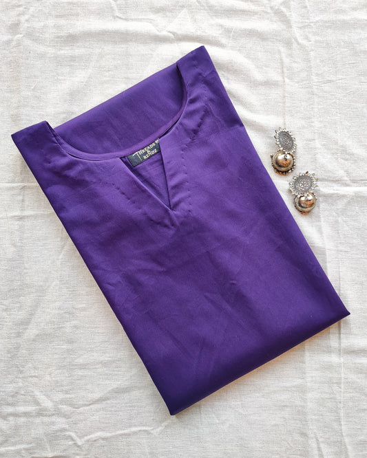 115 Plain Purple Cotton Satin Kurta