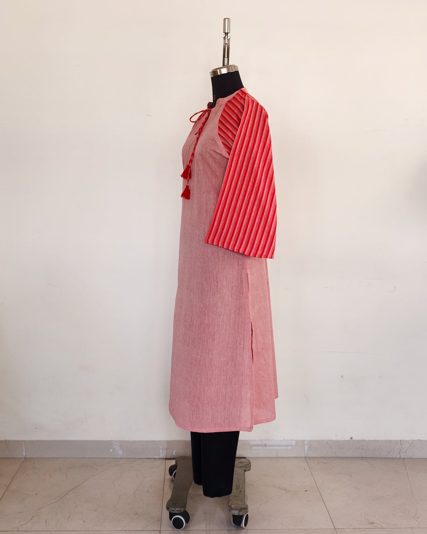 267 Pink with stripes sleeves and tassels