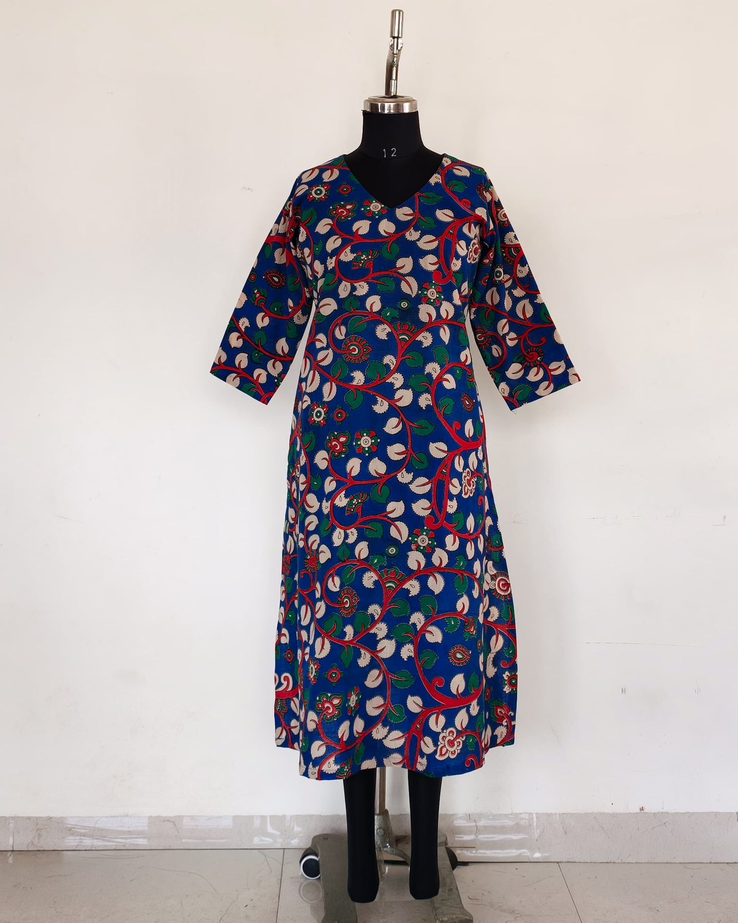236 Blue kalamkari A-line kurta