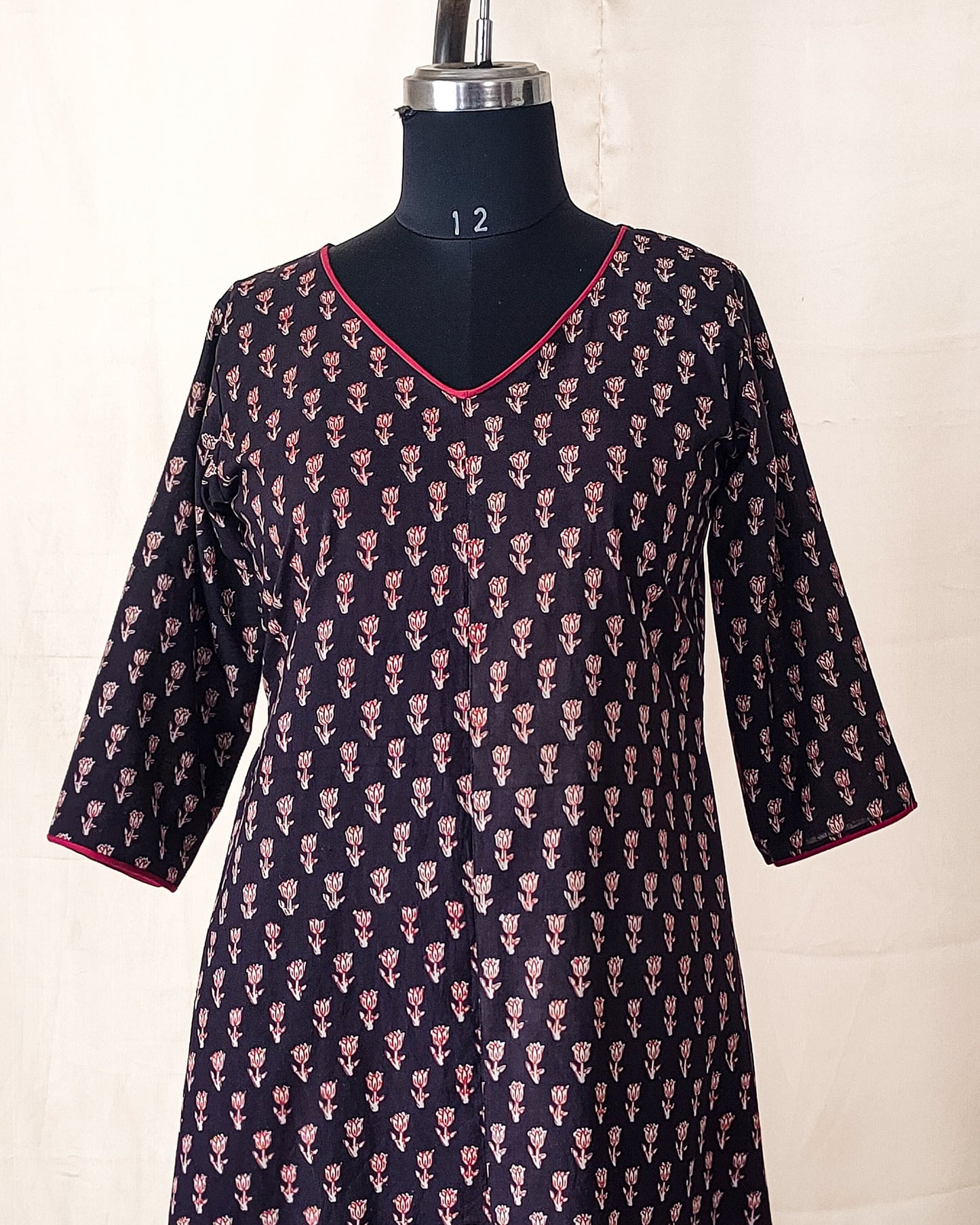 105 Black Printed A-Line Kurta