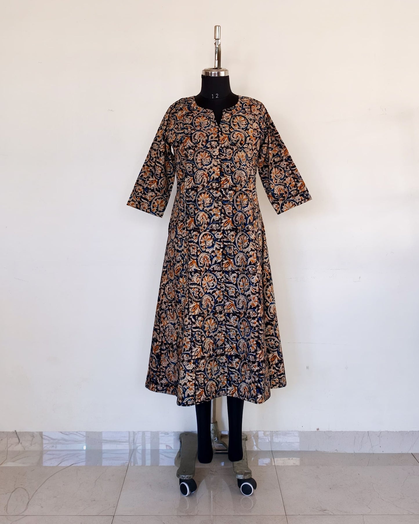 281 Black kalamkari flare kurta