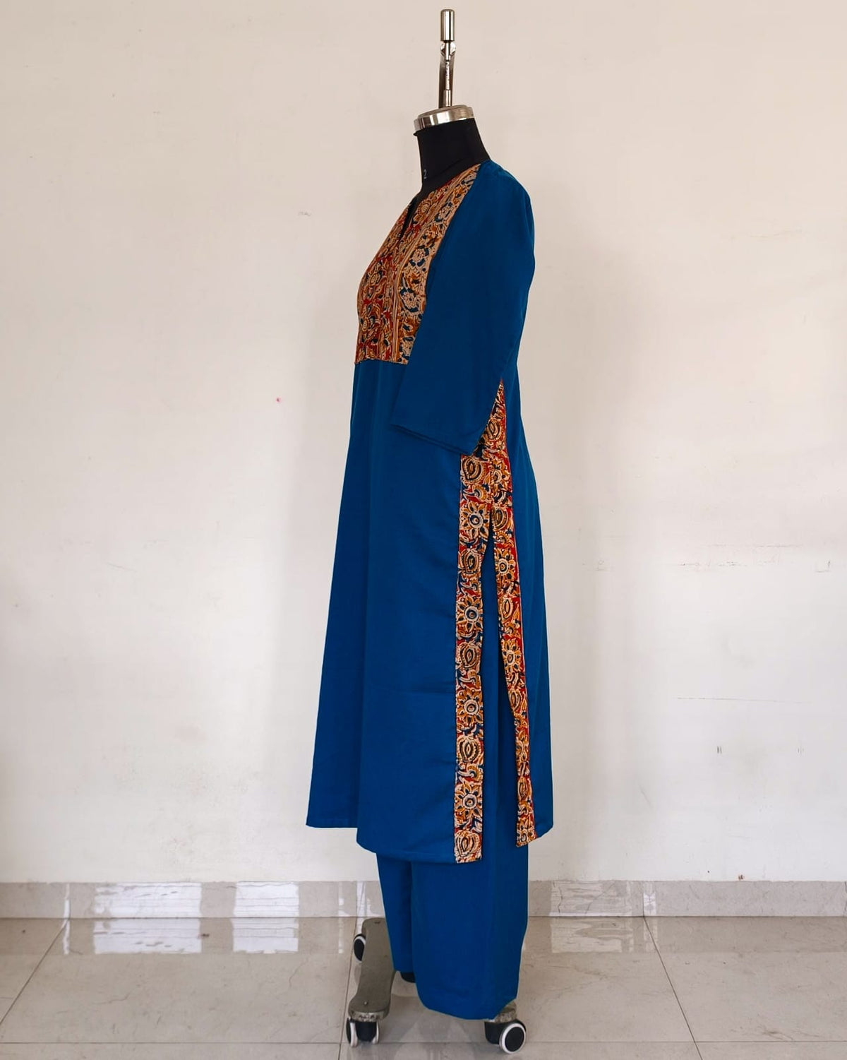 Blue with kalamkari yoke and side detailing co-ord set