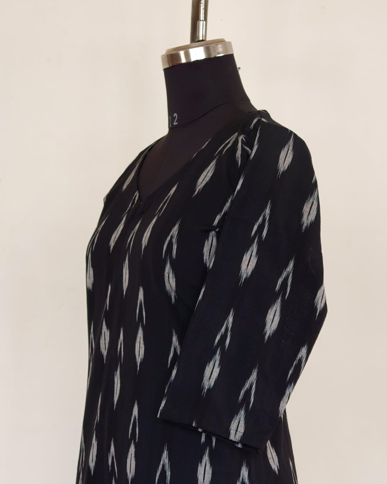 243 Black ikkat A-line kurta