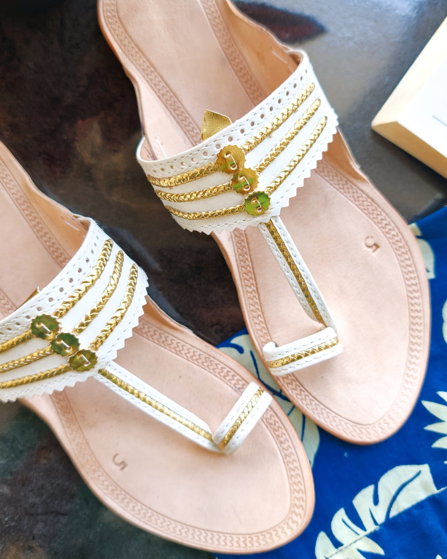 White Kolhapuri Chappals