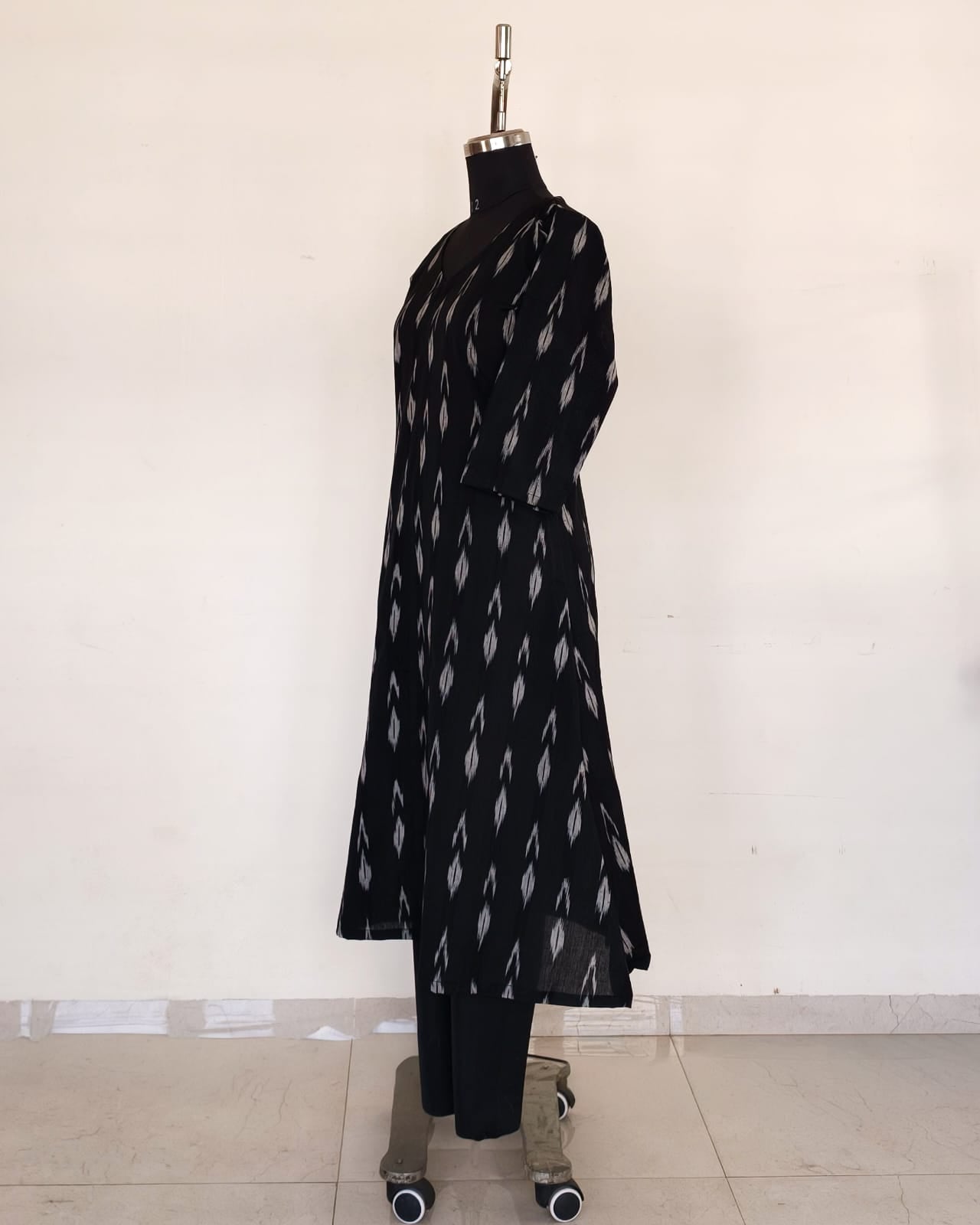243 Black ikkat A-line kurta