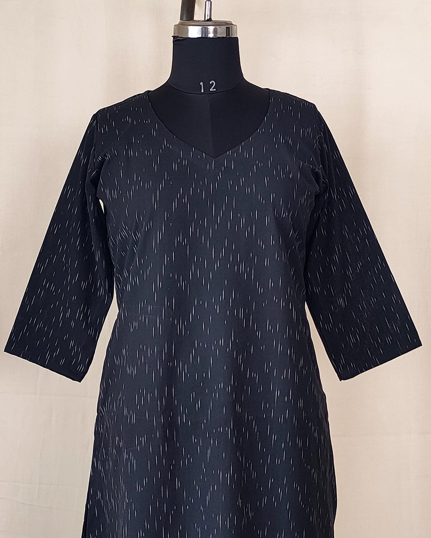 217	Black ikkat handloom A-line kurta