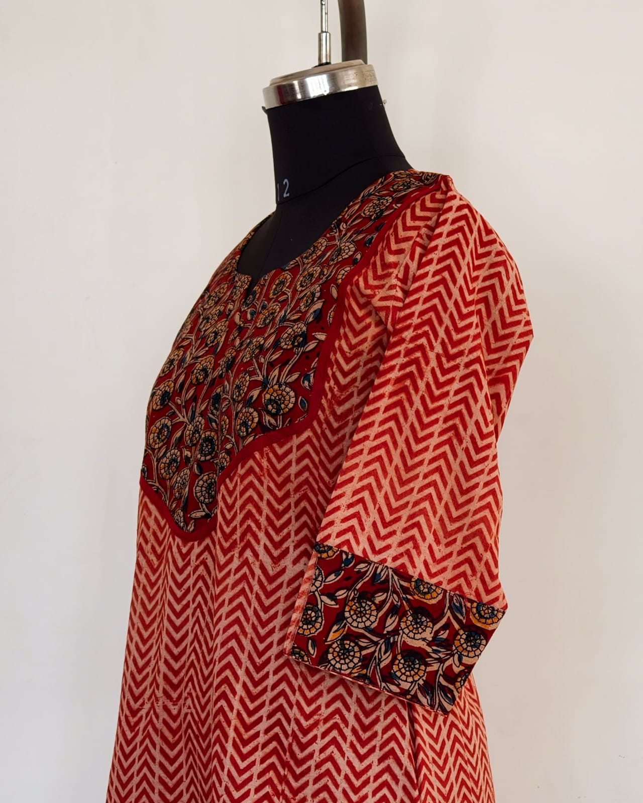 282 Kalamkari arrow design with maroon yoke patch