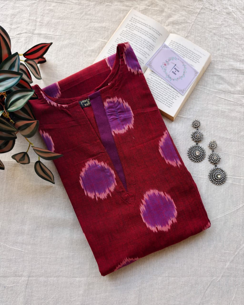 Maroon and purple premium Aline ikkat kurta