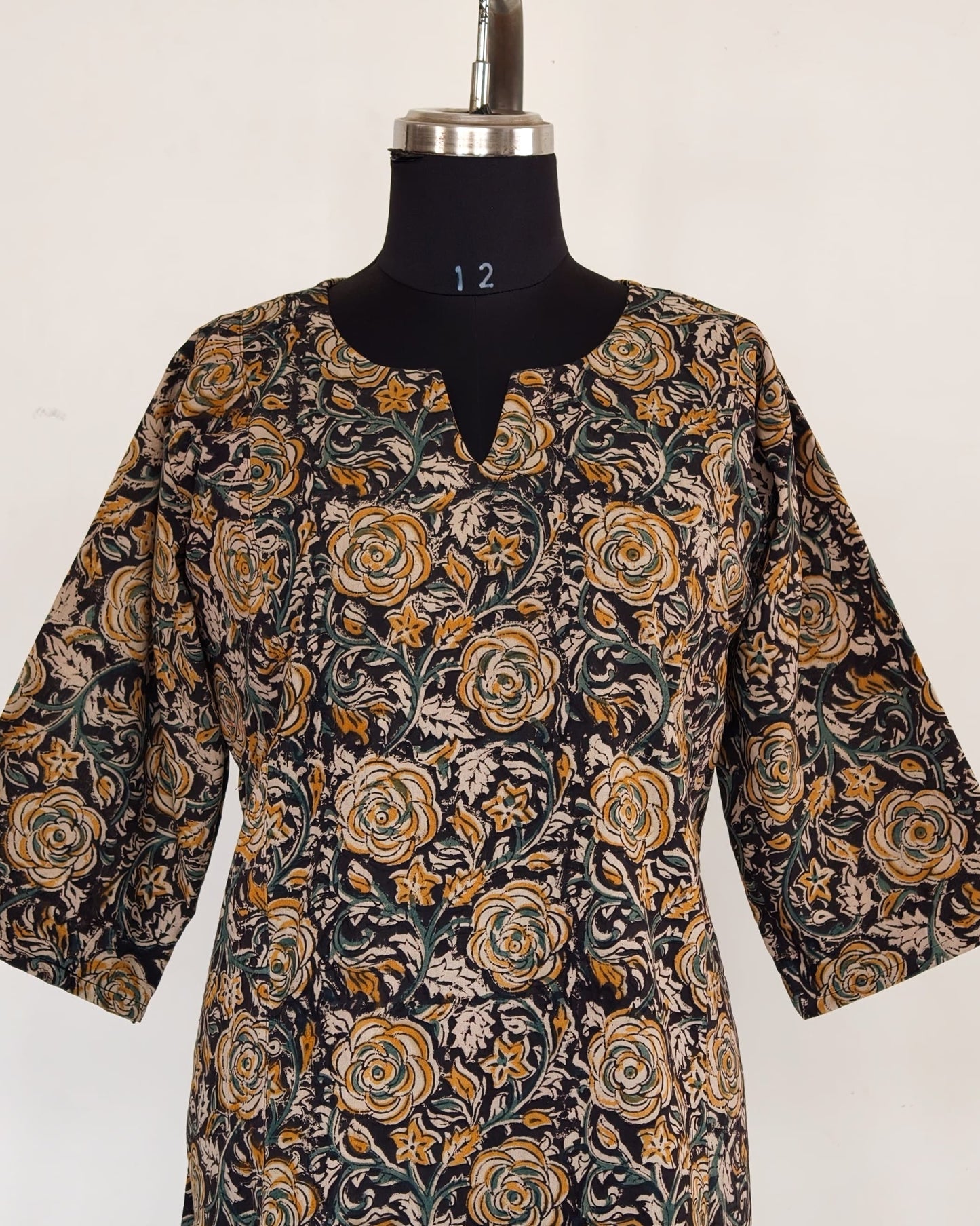 246 Black kalamkari A-line flare kurta