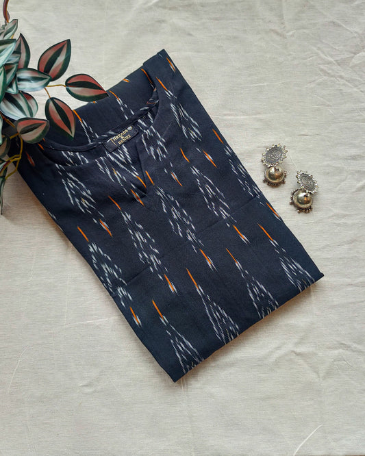 157 Black Aline ikkat kurta