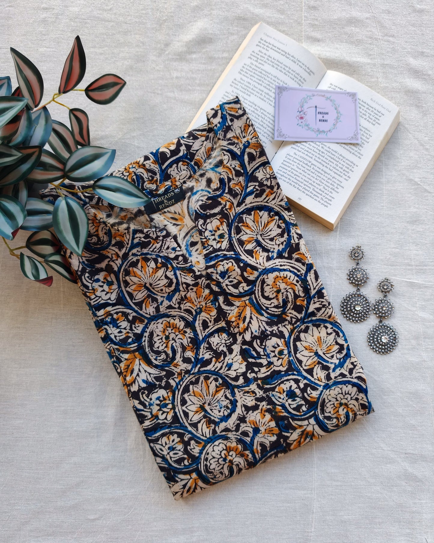 281 Black kalamkari flare kurta