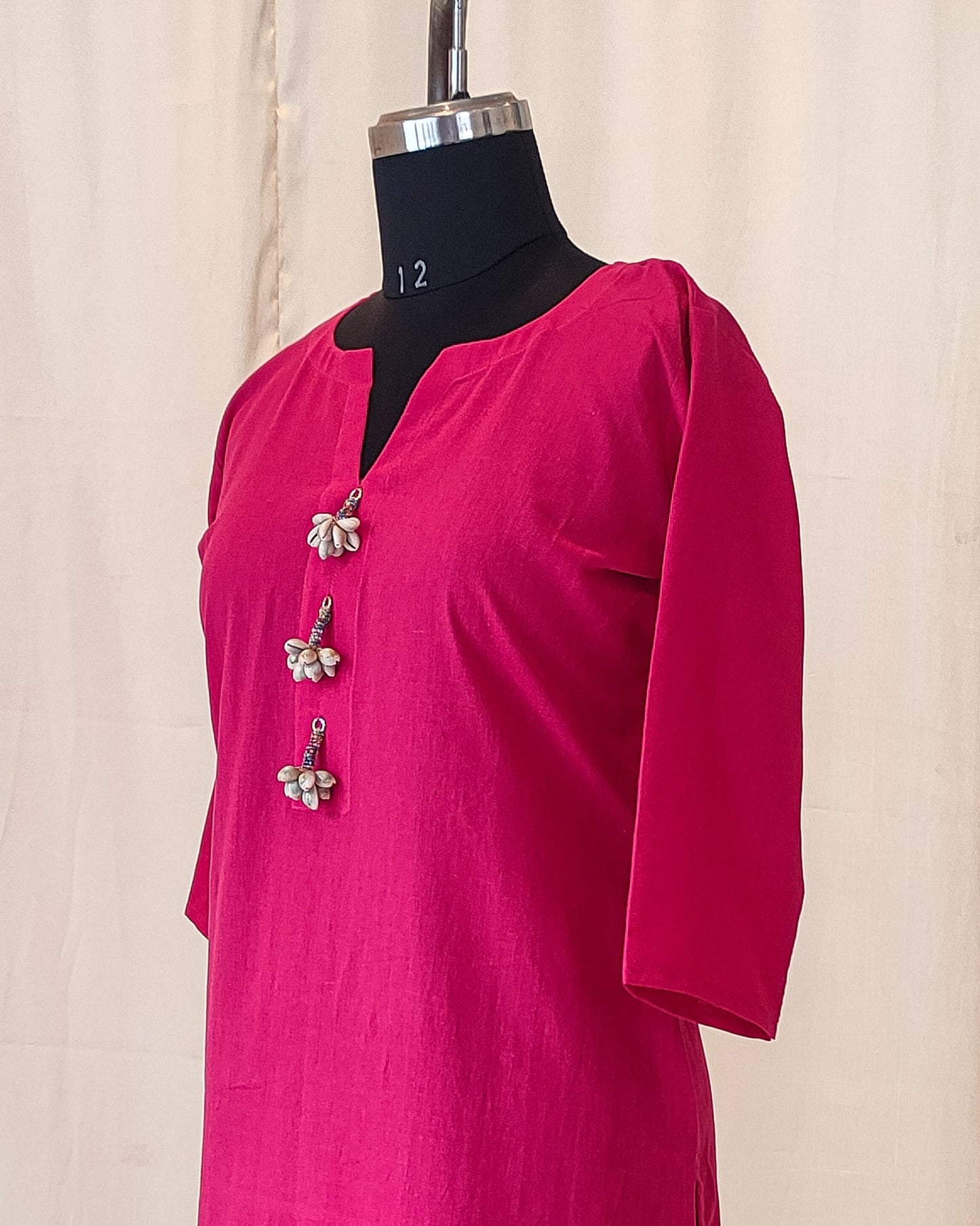 142 Pink Kurta with Shell Tassels