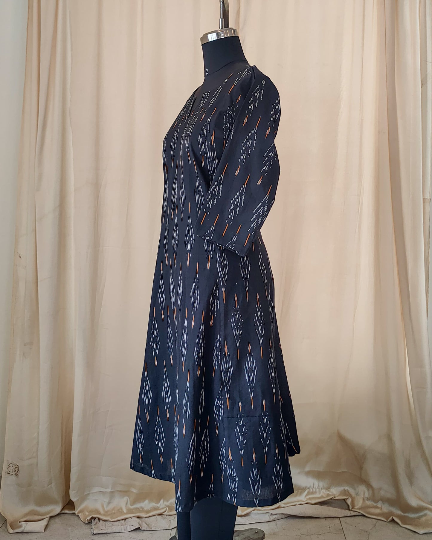 157 Black Aline ikkat kurta