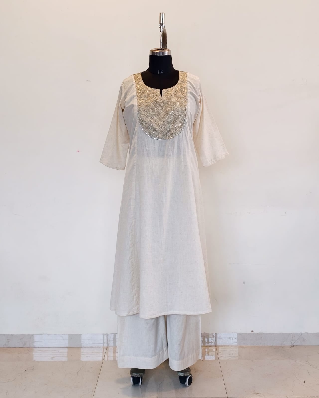 301 Cream flare co-ord set with golden patch