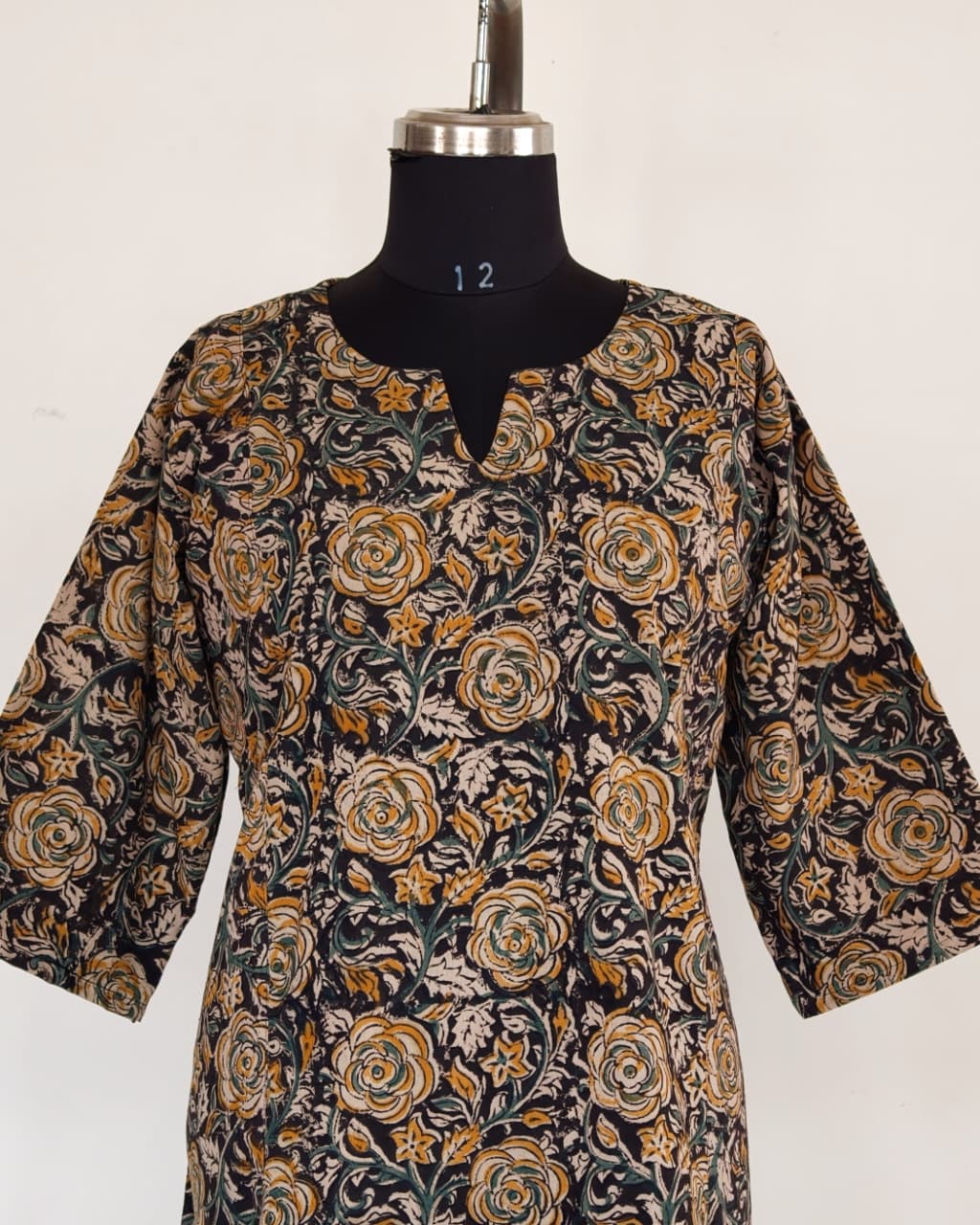 246 Black kalamkari A-line flare kurta