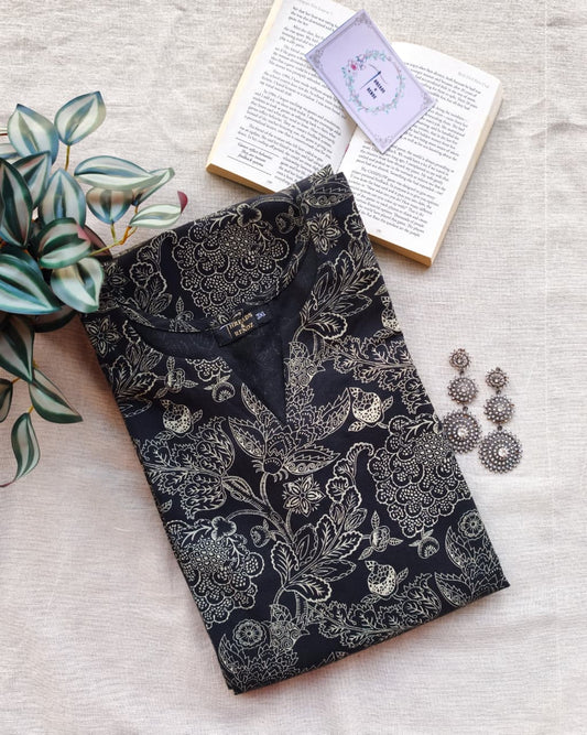 244 Black printed straight kurta