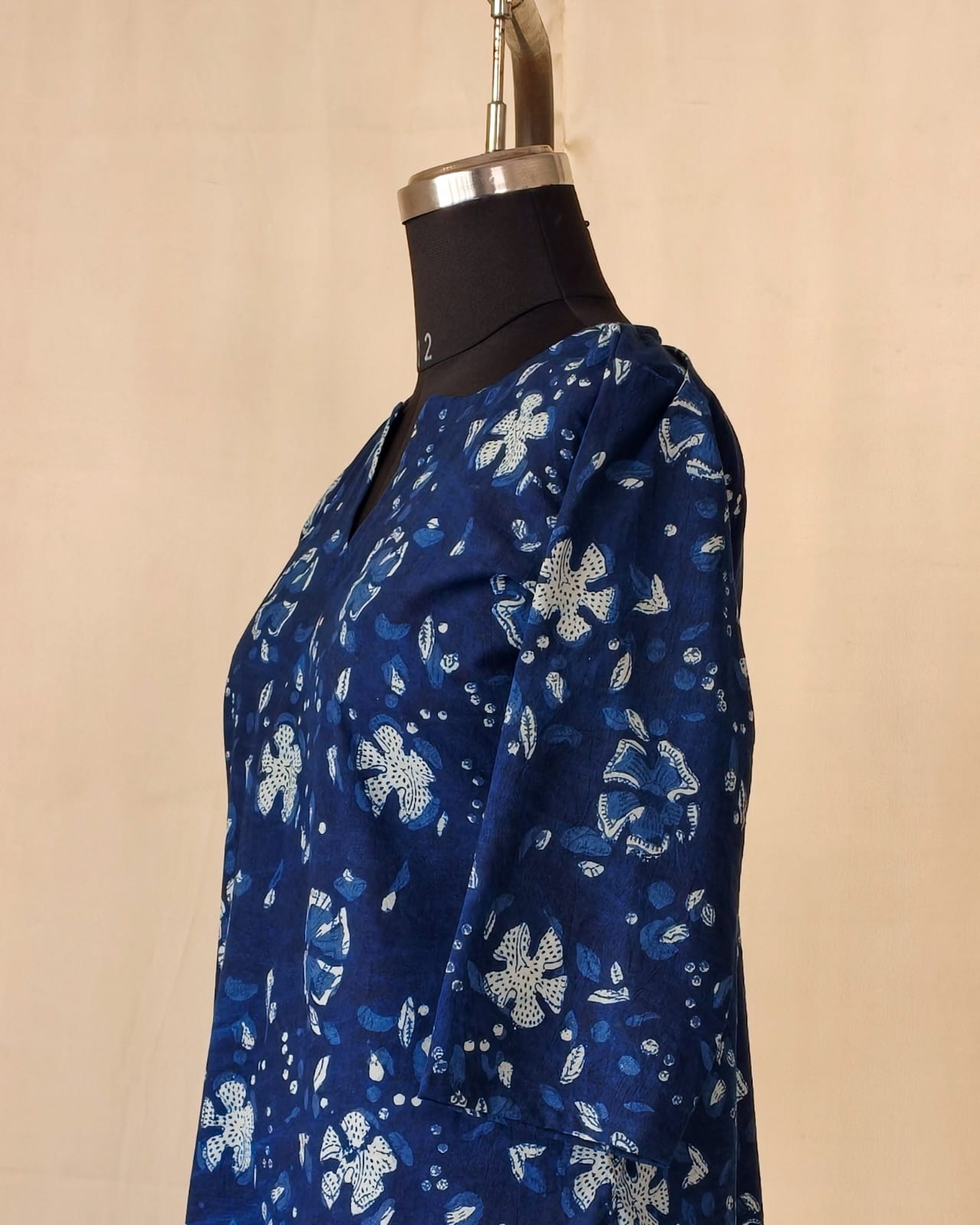 223	Indigo A-line cotton kurta