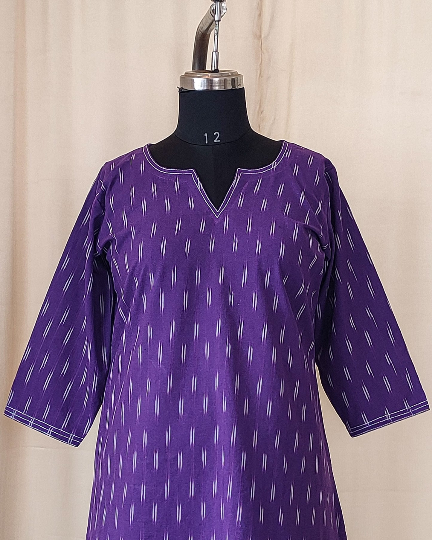 184  Purple cotton kurta with white prints