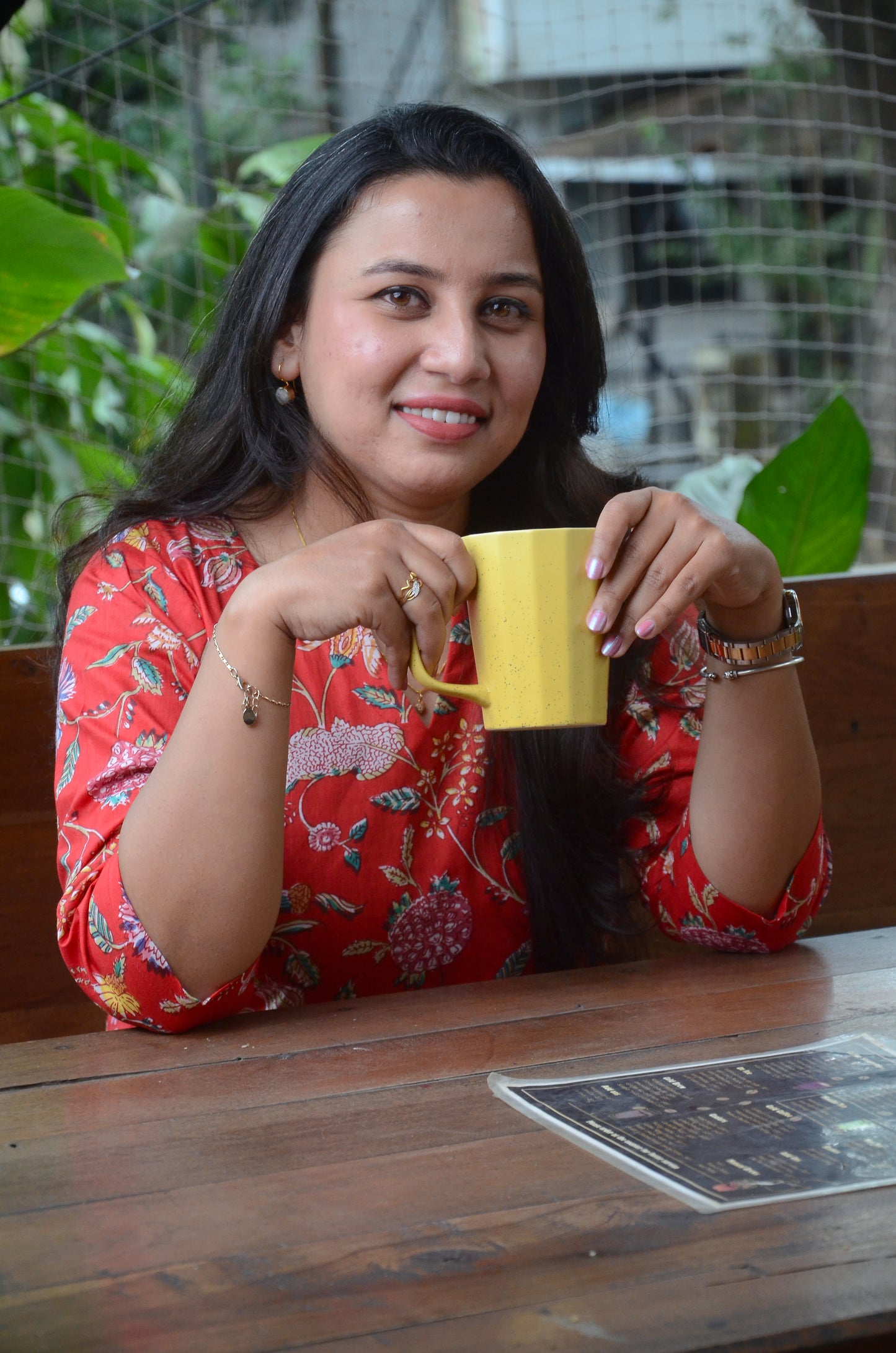 178 Red Floral Printed Straight-line Kurta