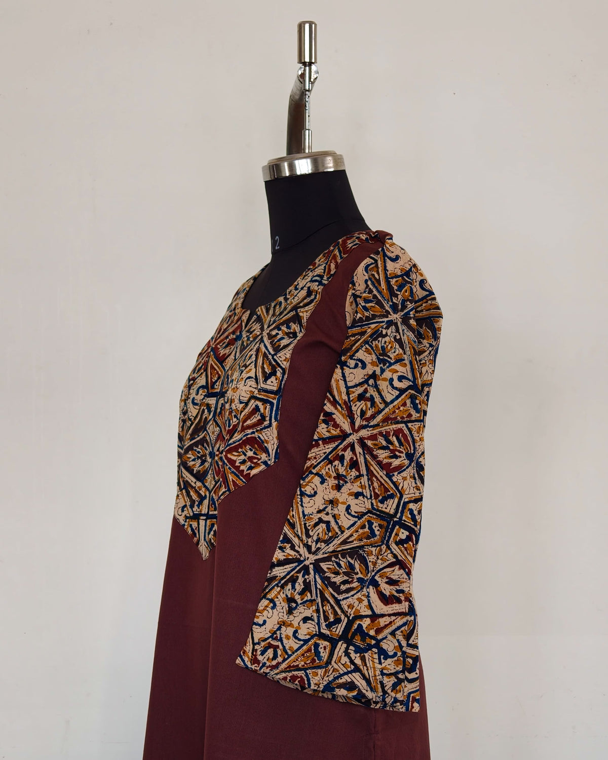Brown With Kalamkari Patch And Bell Sleeves