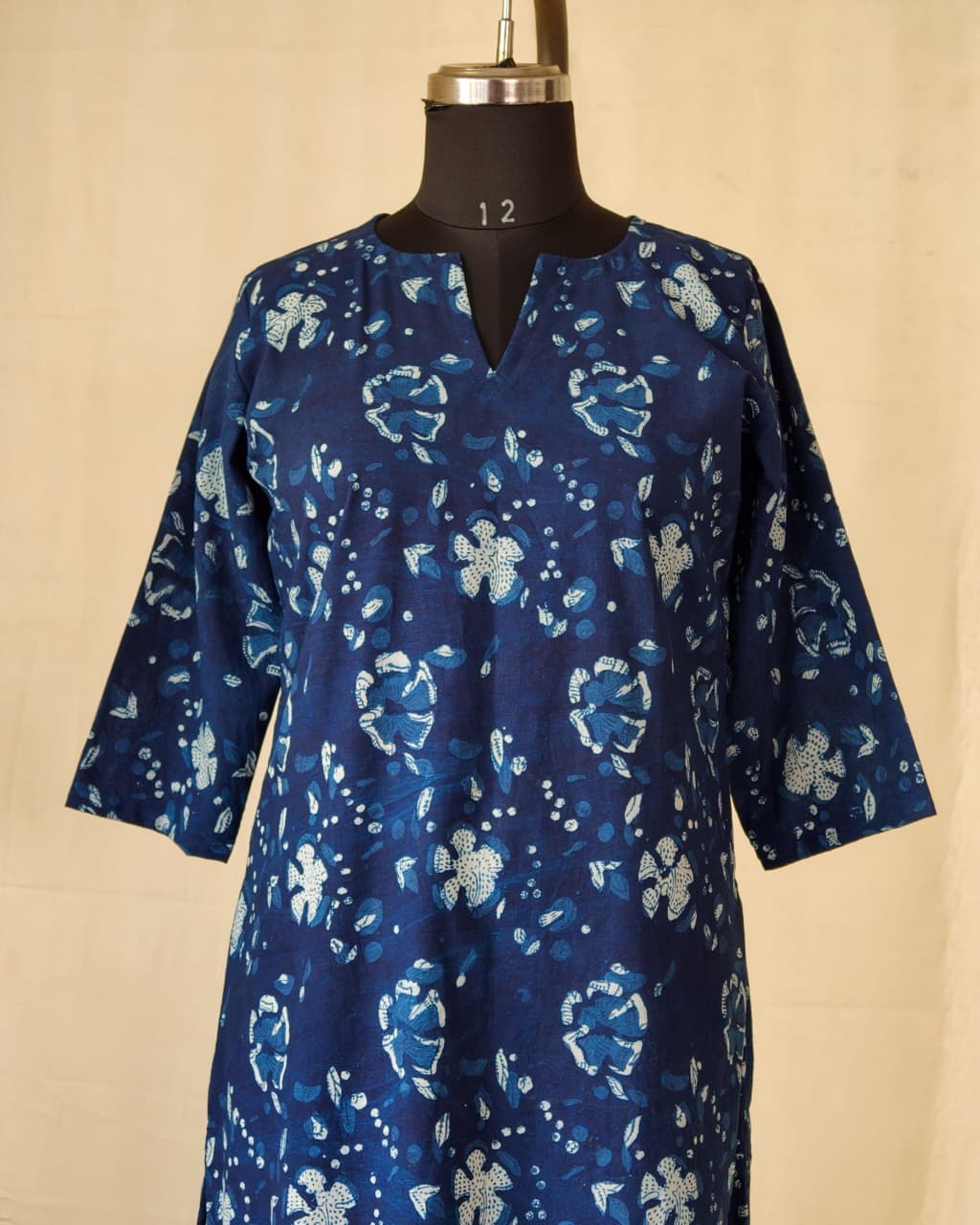 223	Indigo A-line cotton kurta
