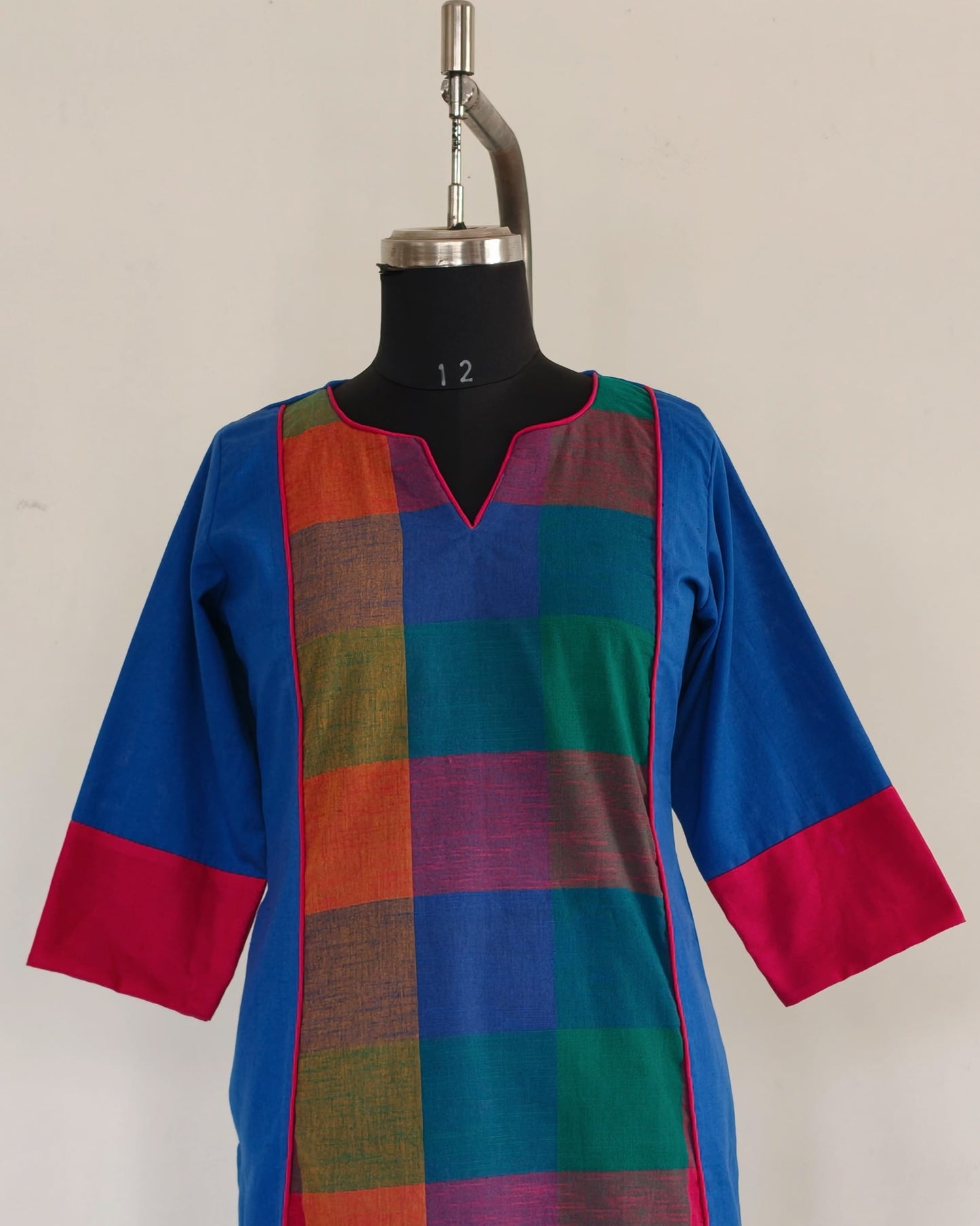 225	Blue with multicoloured checks panel co-ord set