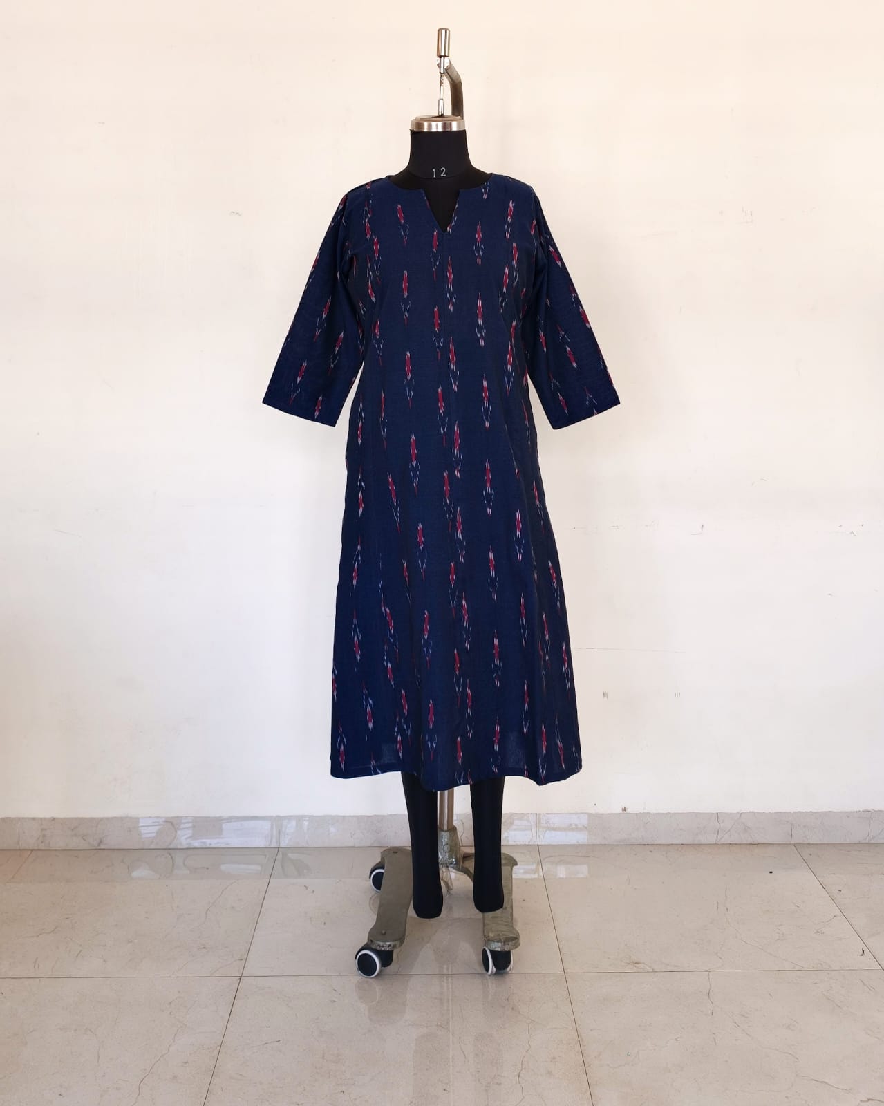 248 Navy blue ikkat flare kurta
