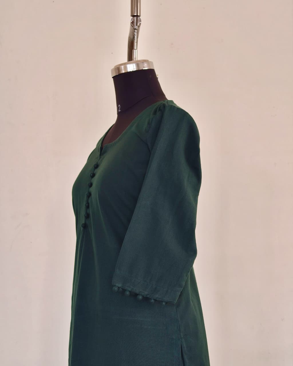227	Plain Bottle green with potlis co-ord set