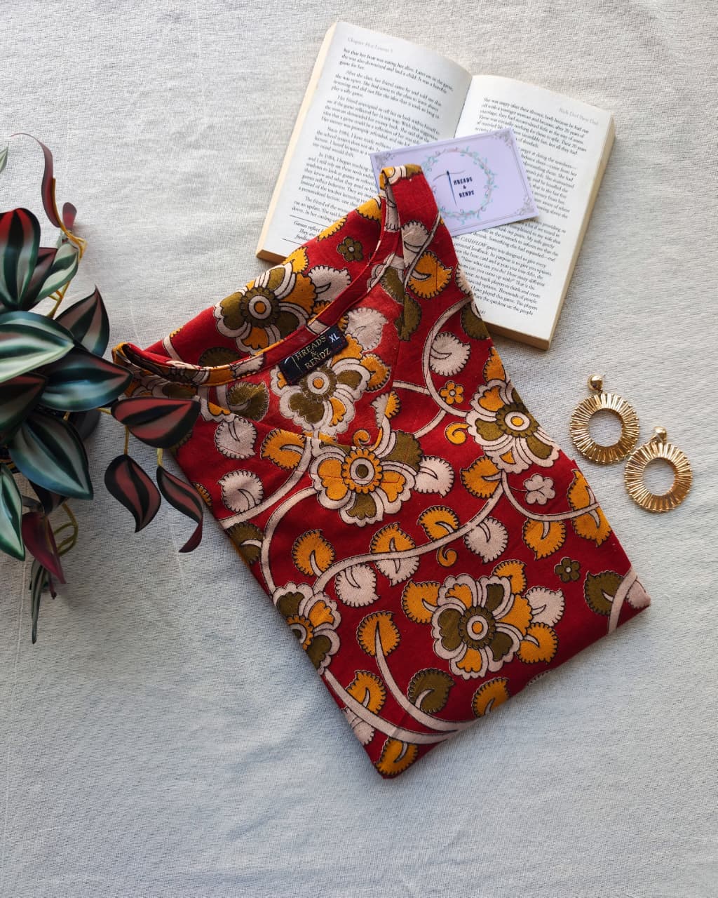 Red And Yellow Kalamkari Print Kurta