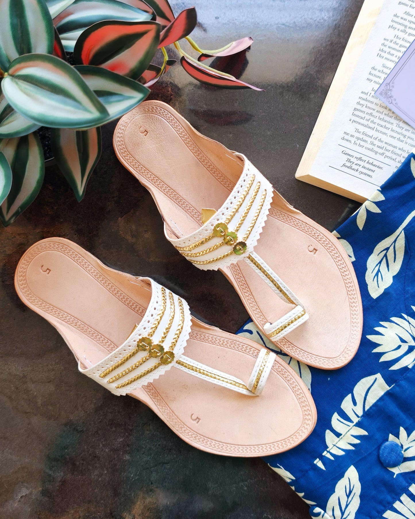 White Kolhapuri Chappals