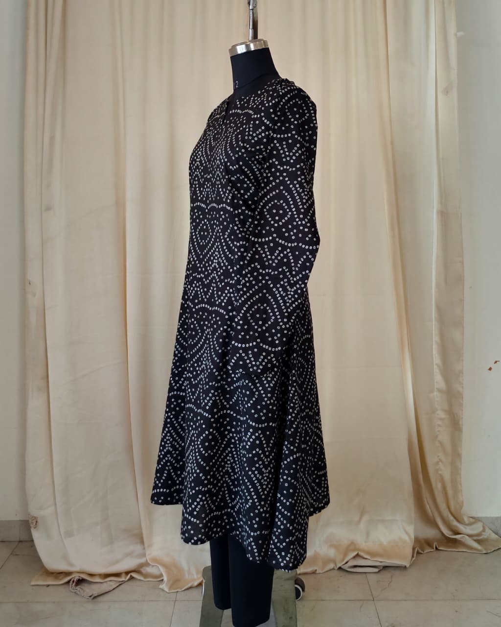 192 Black Bandhani Print Flare Kurta