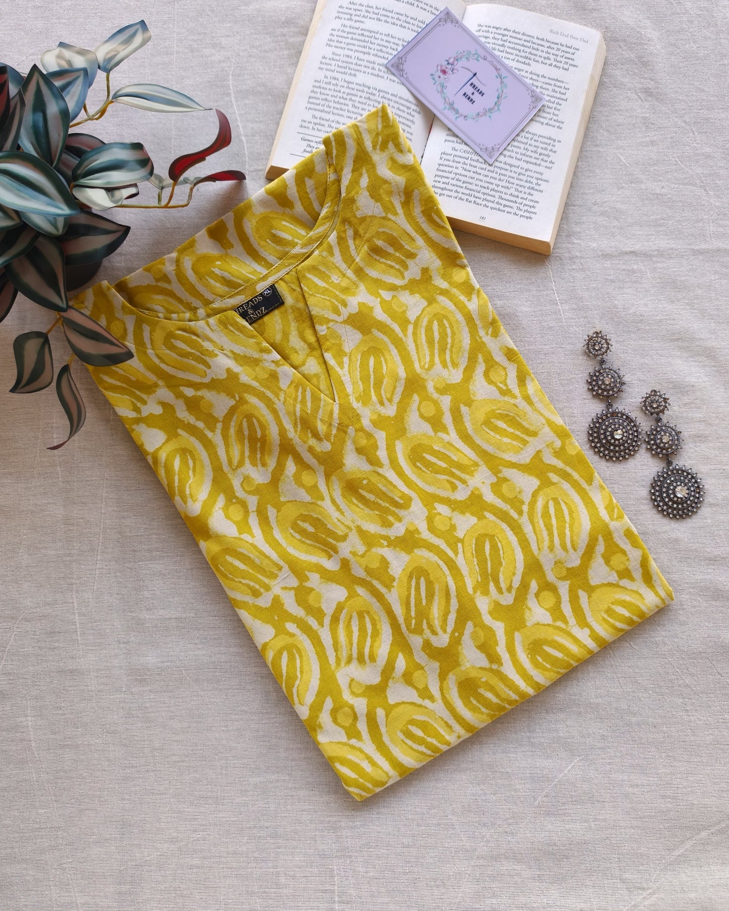 272 Lemon yellow straight cut kurta