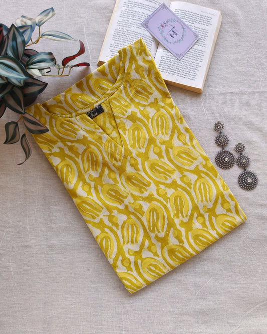 272 Lemon yellow straight cut kurta