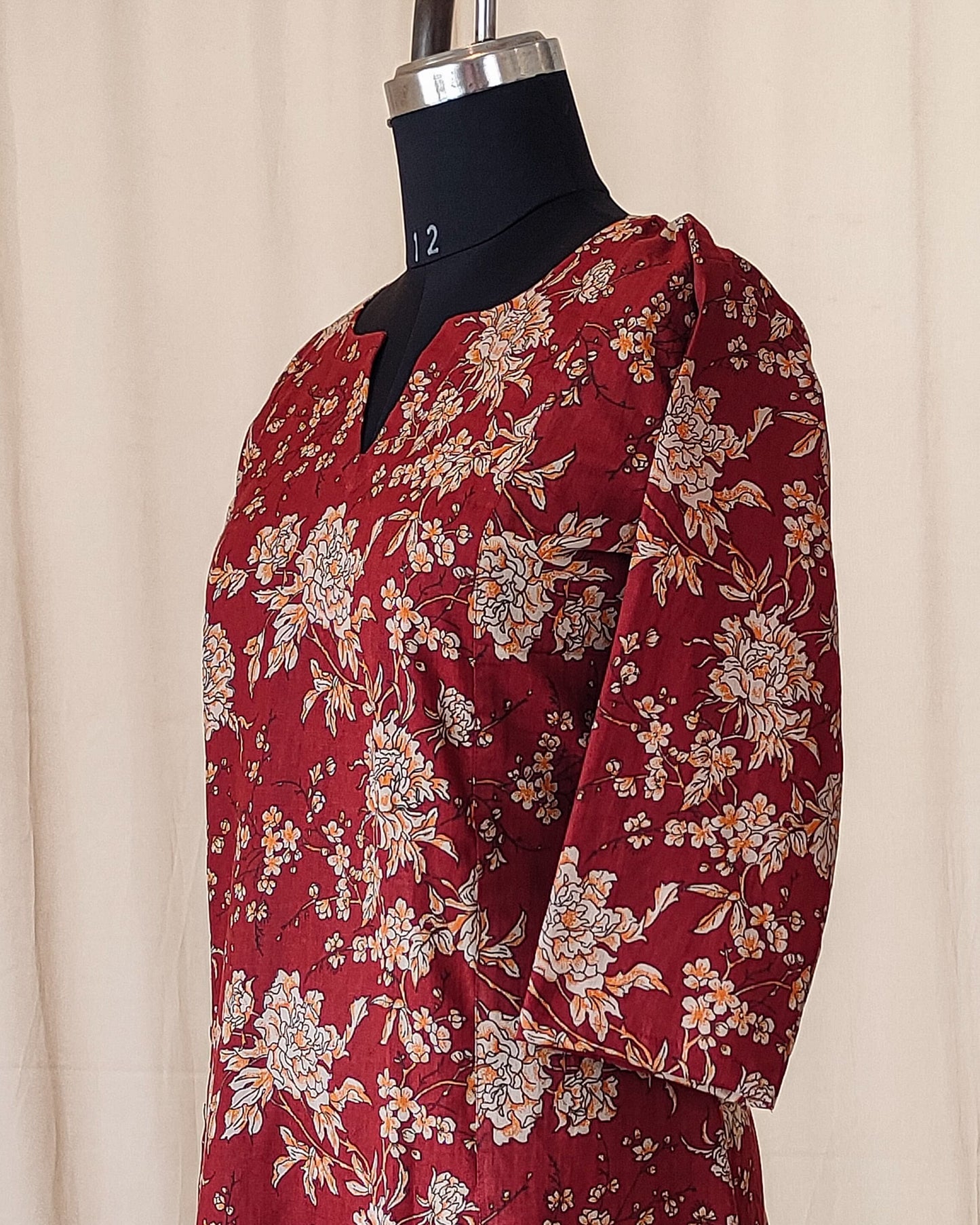 176 Brick Coloured Printed A Line Kurta