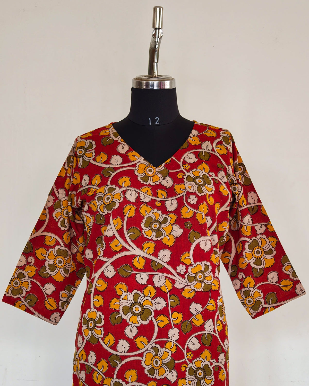 Red And Yellow Kalamkari Print Kurta