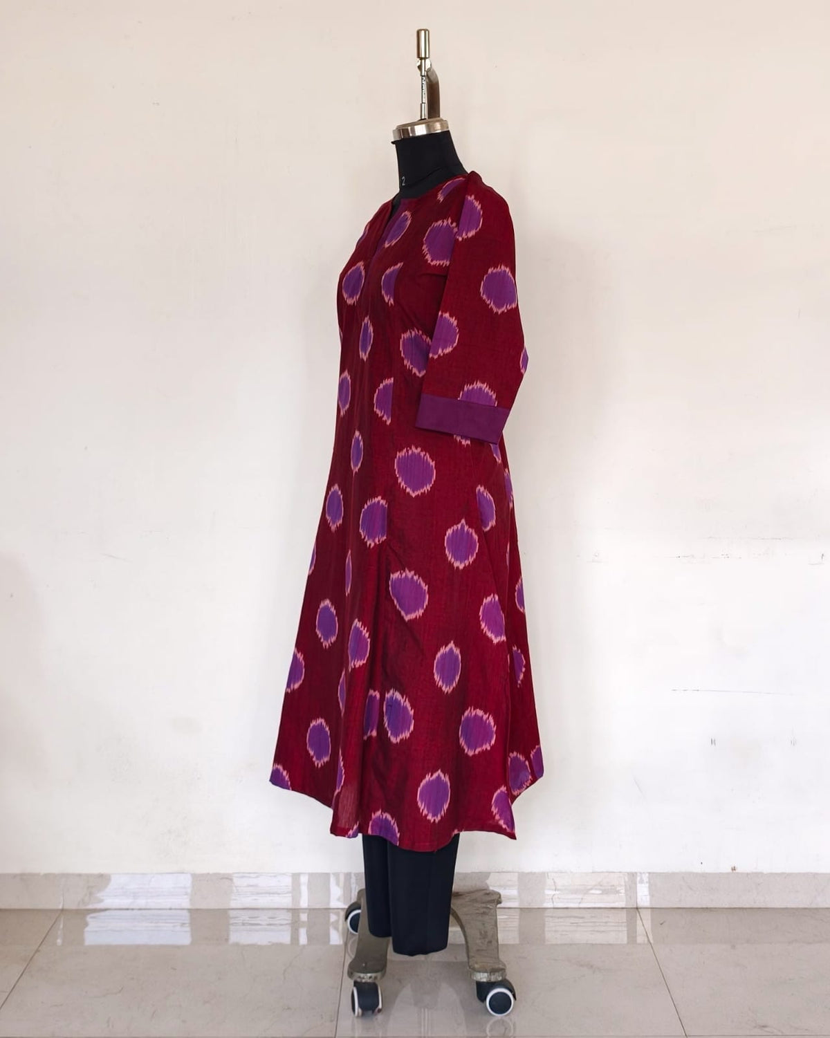 Maroon and purple premium Aline ikkat kurta